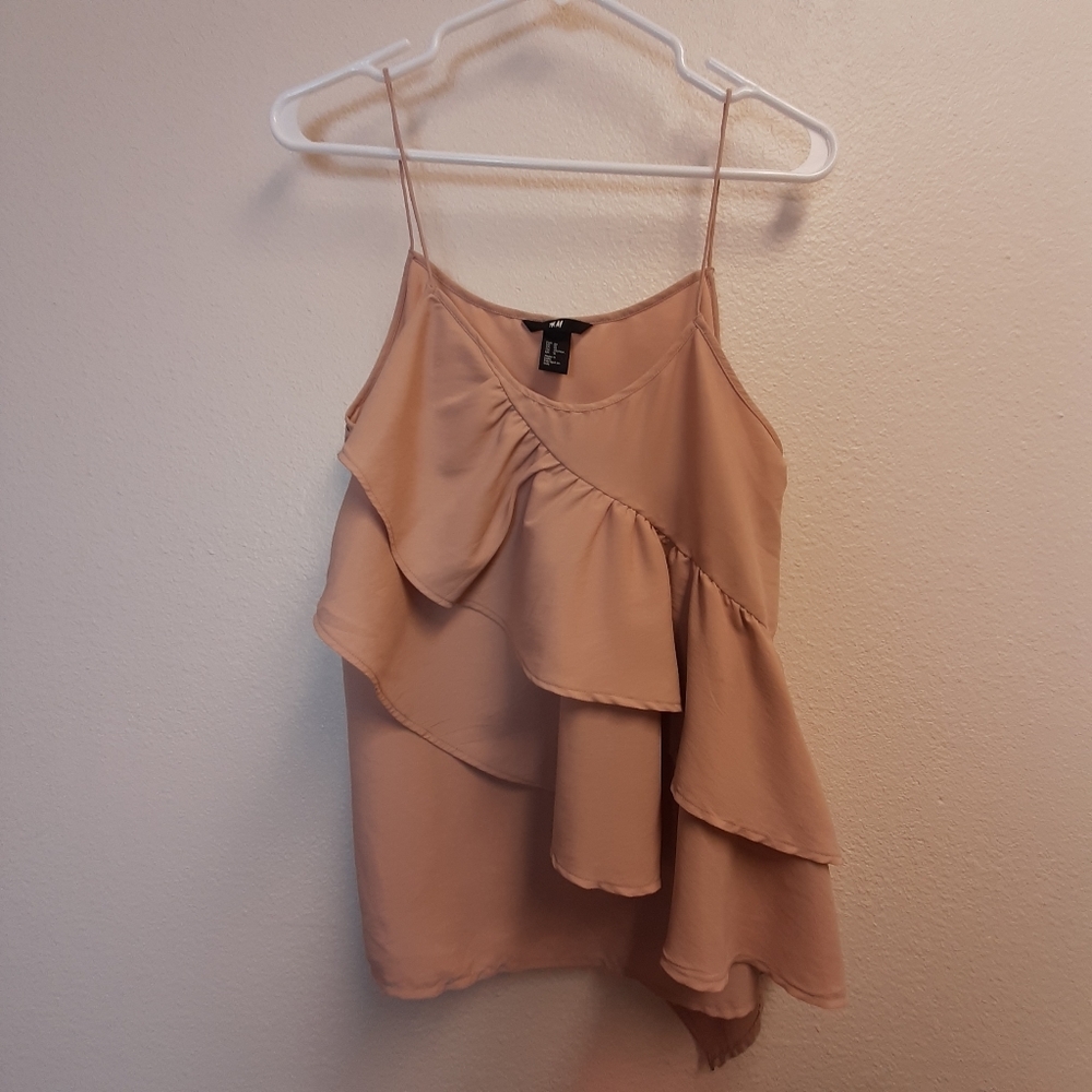 H&M Ruffled Front Spaghetti Strap Blouse Top